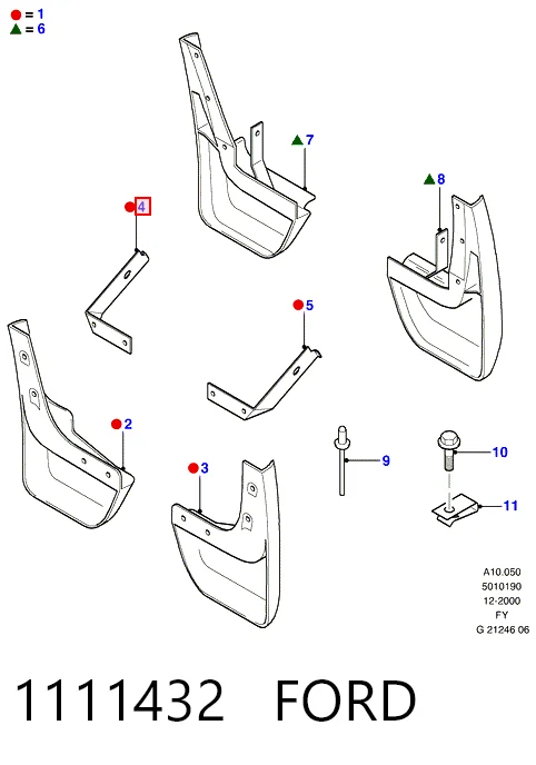  Protetores de lama dianteiros, kit Ford Transit V сaixa (V184/5) (2000 - 2006) V