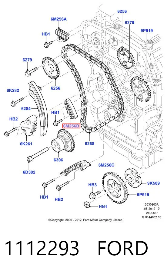 Amortecedor de cadeia do mecanismo de distribuição de gás Ford Transit  V184/5 ao melhor preço