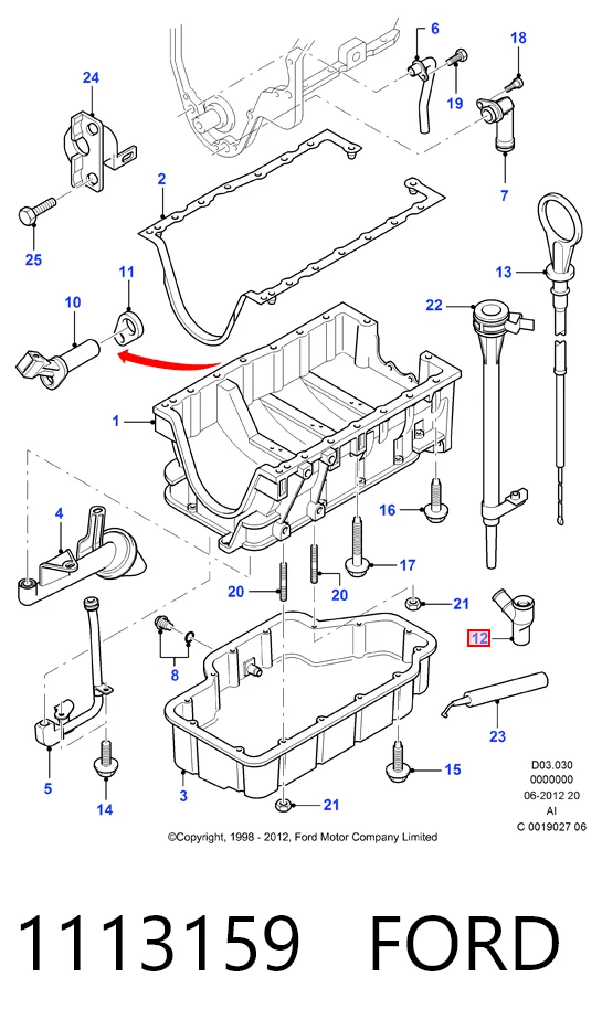 Cano derivado de ventilação de cárter (de separador de óleo) Ford Connect  TC7