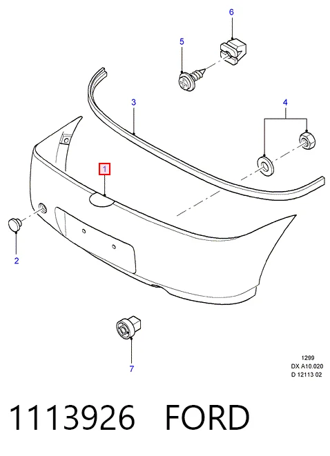  Pára-choque traseiro Ford Fiesta Mk4 hatchback (JAS, JBS) (1996 - 2002) Mk4