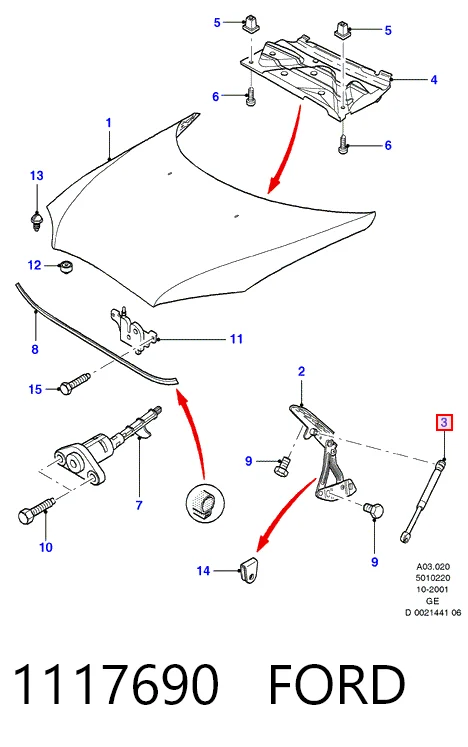1117690 Ford Amortecedor da capota