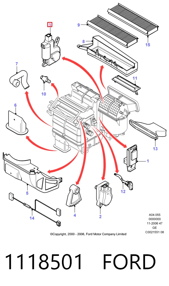 Acionamento de comporta de forno para Ford Fiesta VAN 