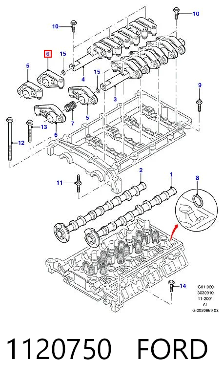  Balanceiro de válvula (balanceiro de válvulas) Ford Transit V сaixa (V184/5) (2000 - 2006) V