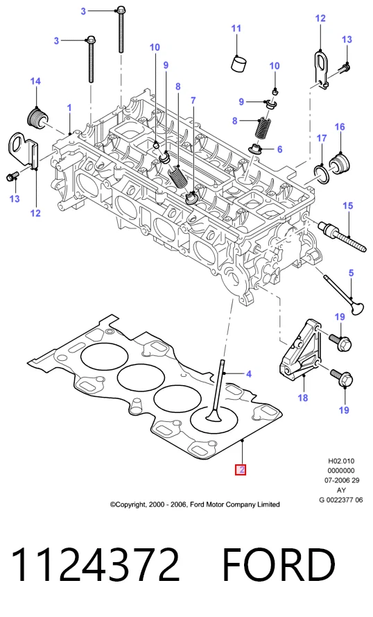 Vedante de cabeça de motor (CBC) Ford Maverick II 1N2