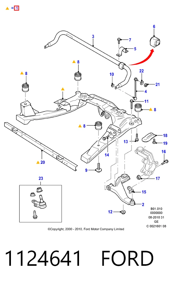 Viga de suspensão dianteira (plataforma veicular) para Ford Mondeo III B4Y