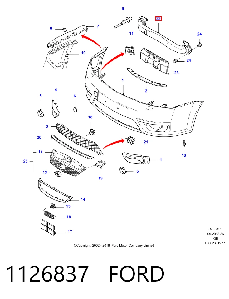 Compre Reforçador do pára-choque dianteiro Ford Mondeo 3