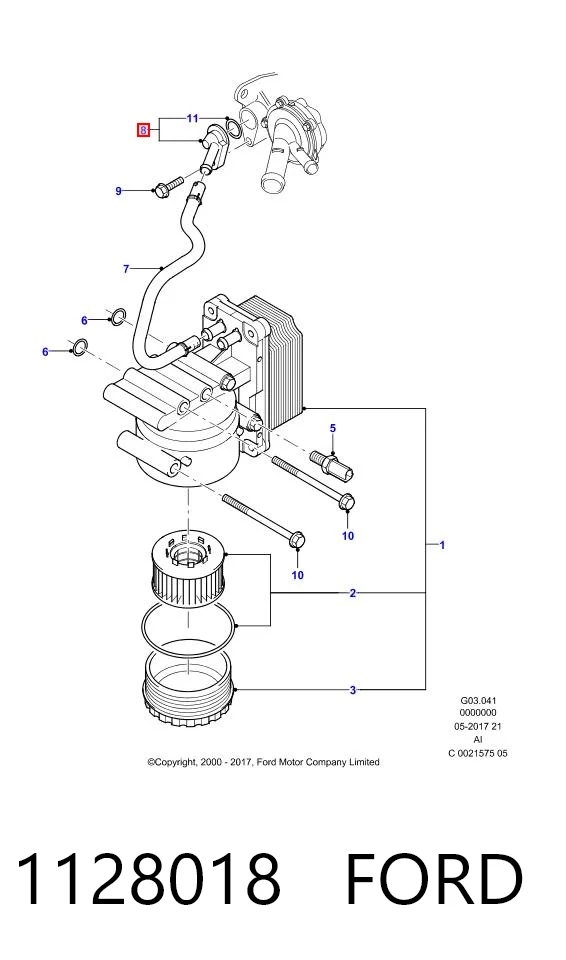 1128018 Ford Termostato do sistema de lubrificação de motor