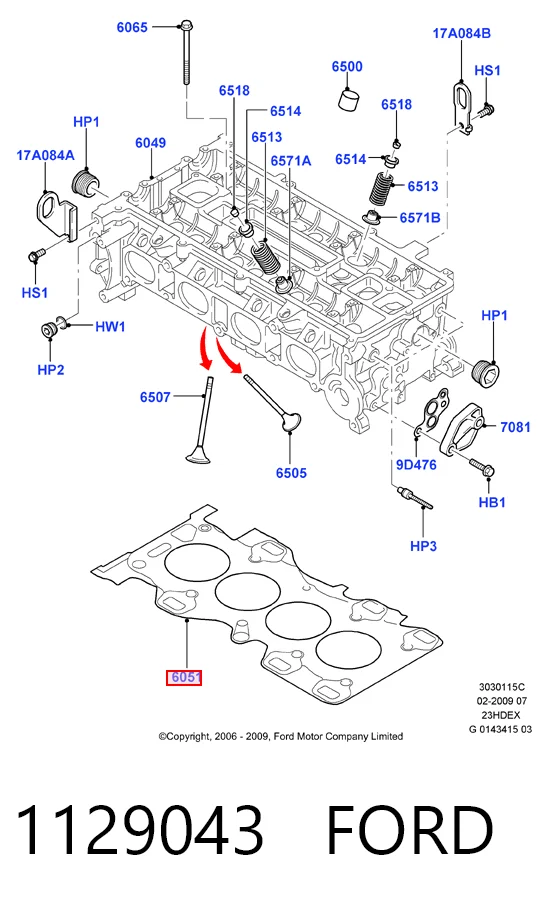  Vedante de cabeça de motor (CBC) Ford Maverick II SUV (1N2) (2001 - 2007) II