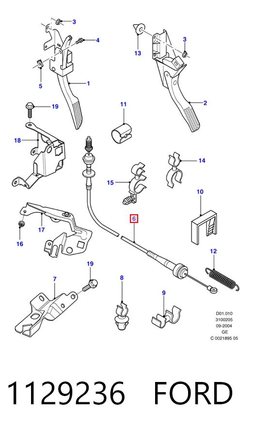 Cabo/pedal de gás (de acelerador) para Ford Mondeo B4Y