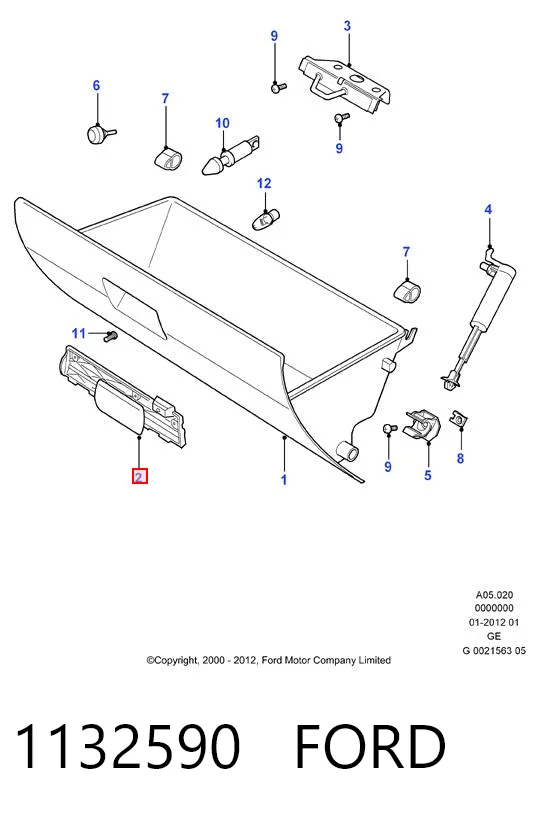 1132590 Ford Fecho da caixa para luvas