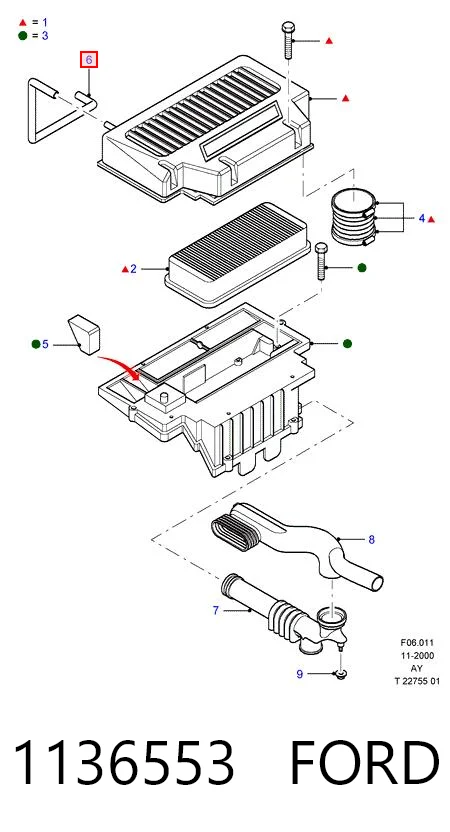1136553 Ford Cano derivado de ventilação de cárter (de separador de óleo)