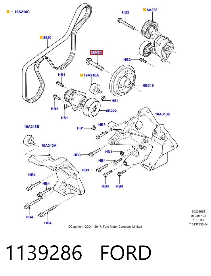 1139286 Ford Parafuso da polia de cambota