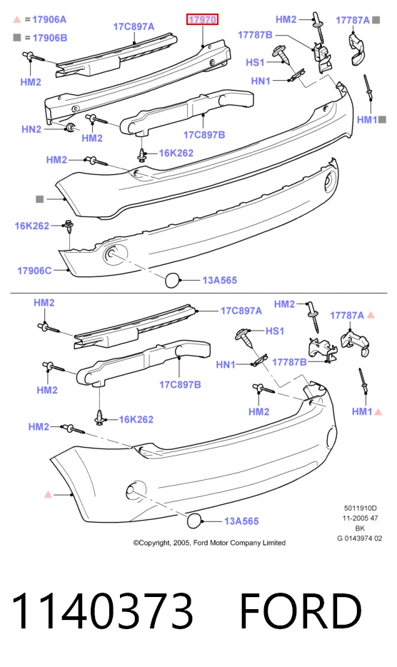  Reforçador do pára-choque traseiro Ford Fiesta Mk5 hatchback (JH, JD) (2001 - 2008) Mk5