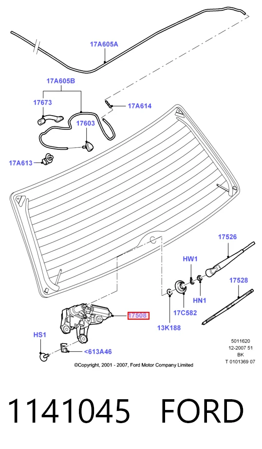 1141045 Ford Motor de limpador pára-brisas de vidro traseiro