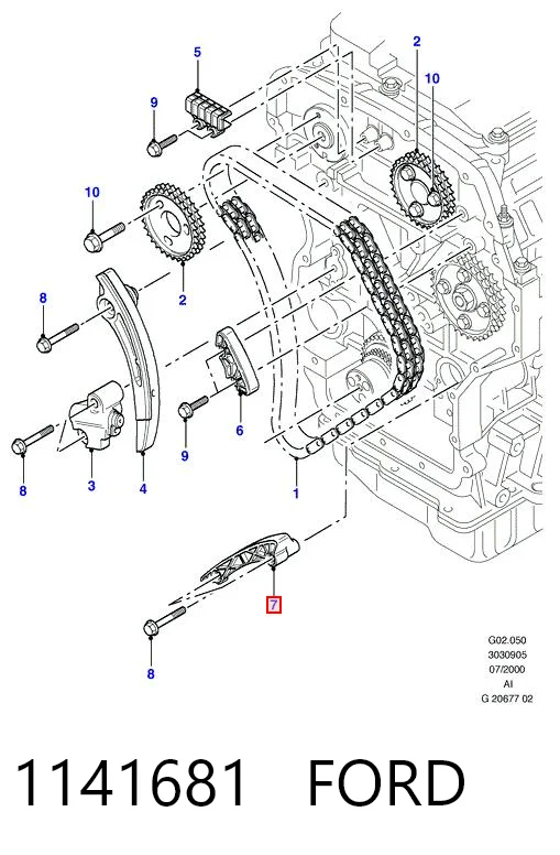 Amortecedor de cadeia do mecanismo de distribuição de gás, inferior Ford Transit  V184/5 ao melhor preço