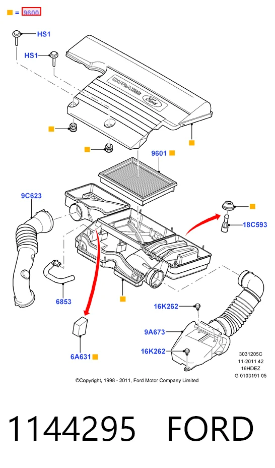Caixa de filtro de ar para Ford Fusion  JU