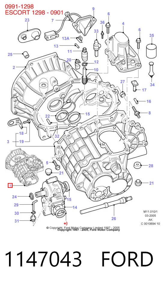 1147043 Ford Caixa de Mudança montada (caixa mecânica de velocidades)