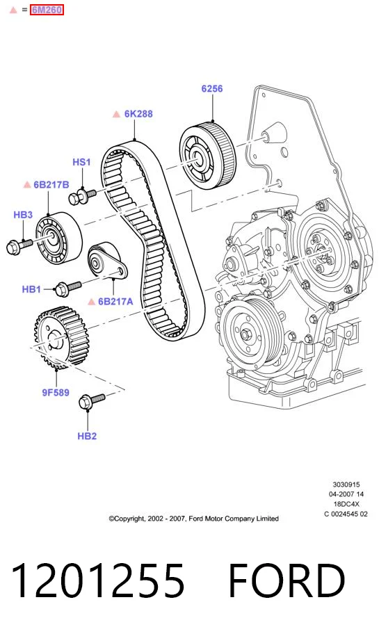 Correia do mecanismo de distribuição de gás, kit Ford Fiesta  J5S, J3S ao melhor preço