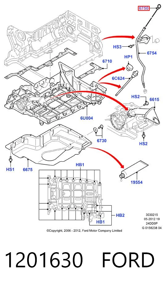 1201630 Ford Sonda (indicador) do nível de óleo no motor