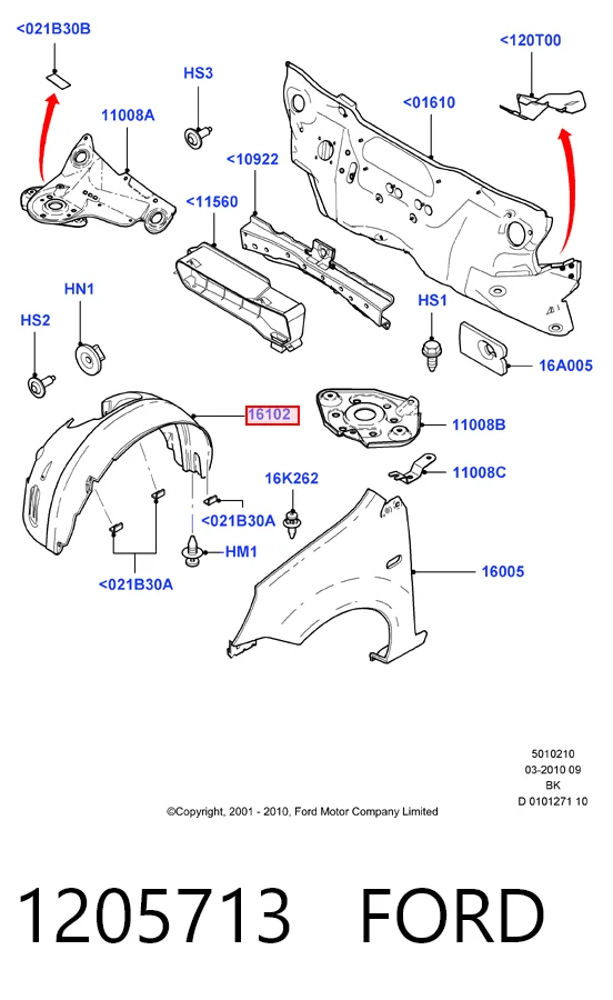 Guarda-barras direito do pára-lama dianteiro para Ford Fiesta Mk5 JH, JD