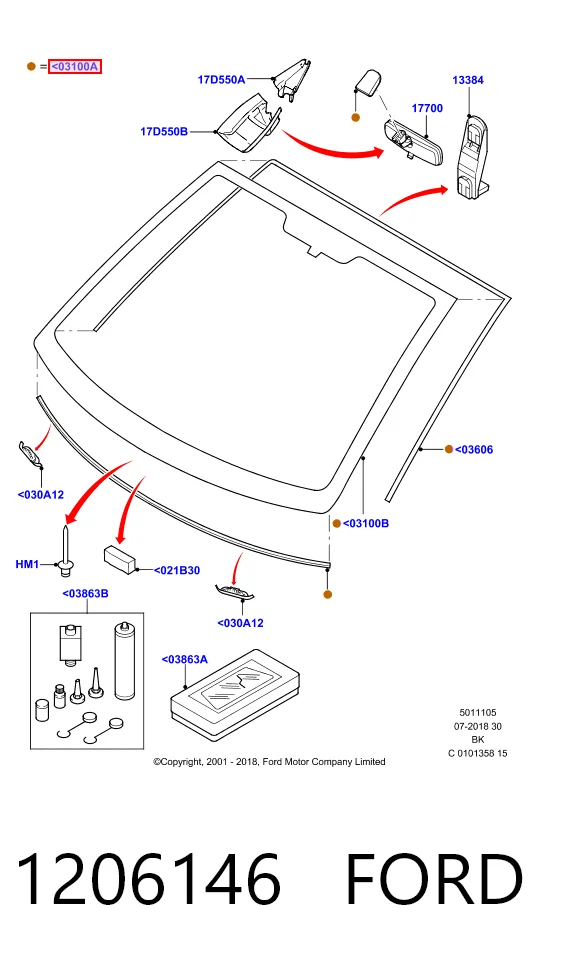  Pára-brisas Ford Fusion carrinha (JU) (2002 - 2012) 