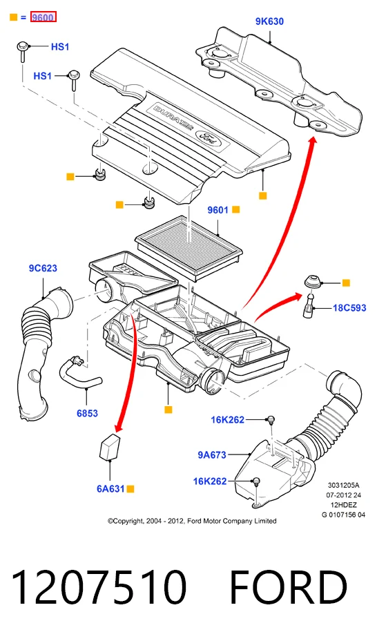  Caixa de filtro de ar Ford Fusion carrinha (JU) (2002 - 2012) 