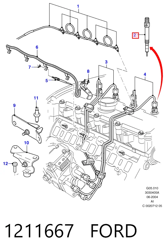 Injetor de injeção de combustível Ford Transit V V184/5