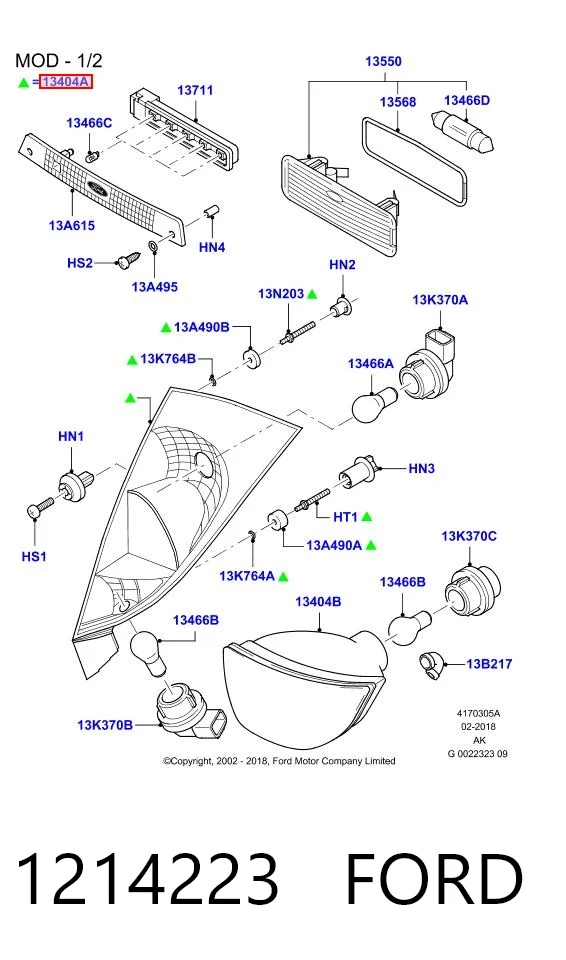 1214223 Ford Lanterna traseira esquerda