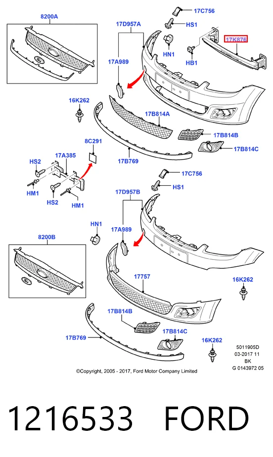 Reforçador do pára-choque dianteiro para Ford Fiesta Mk5 JH, JD