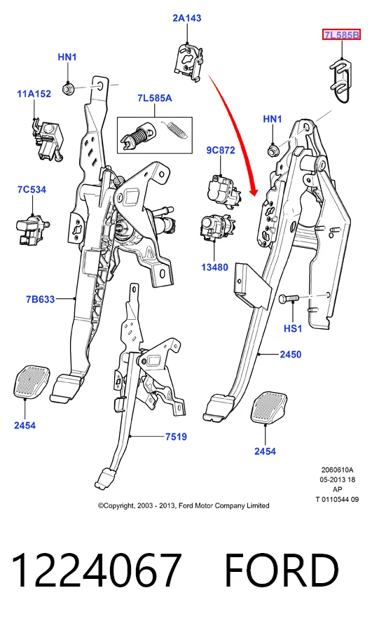 1224067 Ford Cilindro mestre de embraiagem