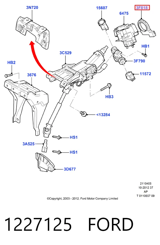 Sensor do ângulo de viragem do volante de direção para Ford Kuga I CBV