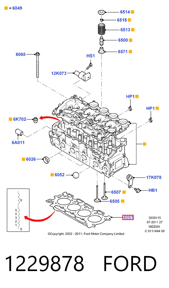 9643597180 Fiat/Alfa/Lancia Vedante de cabeça de motor (CBC)
