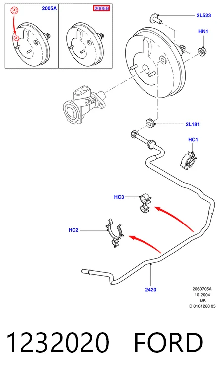  Reforçador dos freios a vácuo Ford Fusion carrinha (JU) (2002 - 2012) 