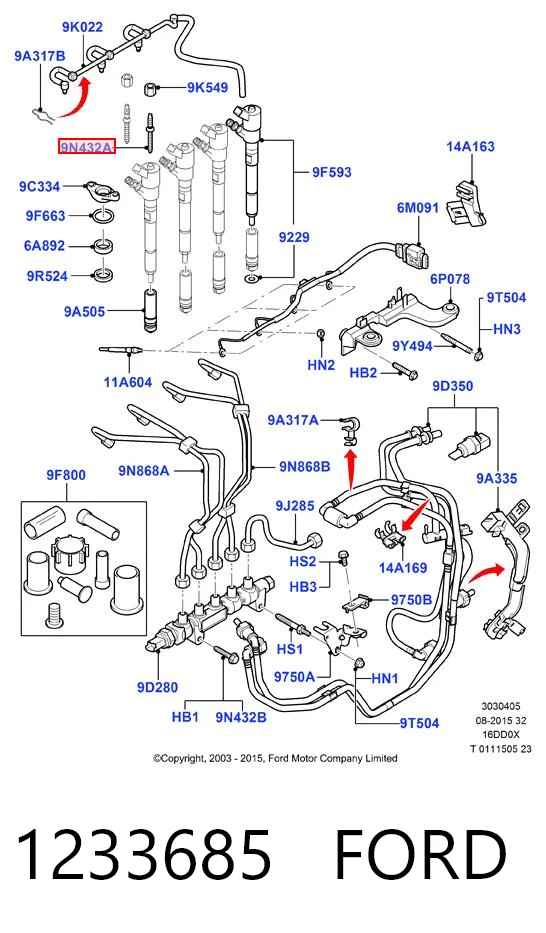 1233685 Ford Parafuso de fixação do injetor
