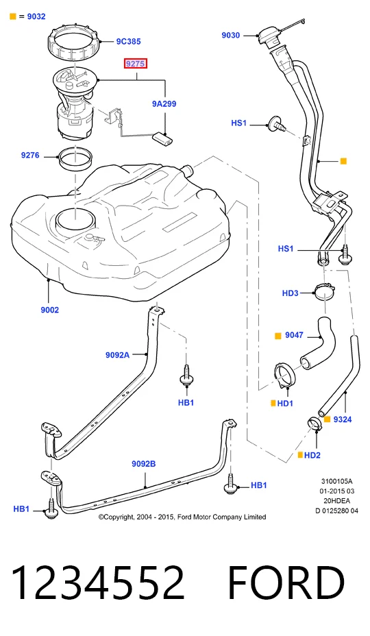 1234552 Ford Módulo de bomba de combustível com sensor do nível de combustível