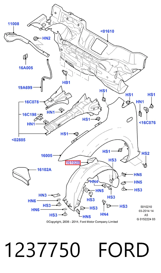  Guarda-barras direito do pára-lama dianteiro Ford Focus II hatchback (DA, HCP, DP) (2004 - 2011) II