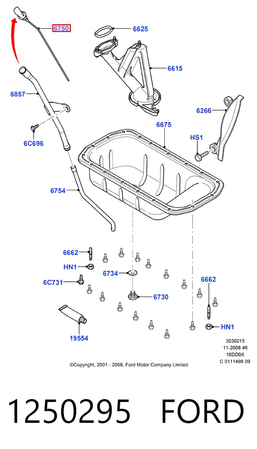  Sonda (indicador) do nível de óleo no motor Mazda 3 hatchback (BK) (2003 - 2009) 