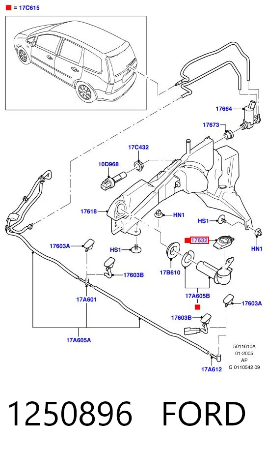 Tampa de tanque de fluido para lavador para Ford Kuga I CBV
