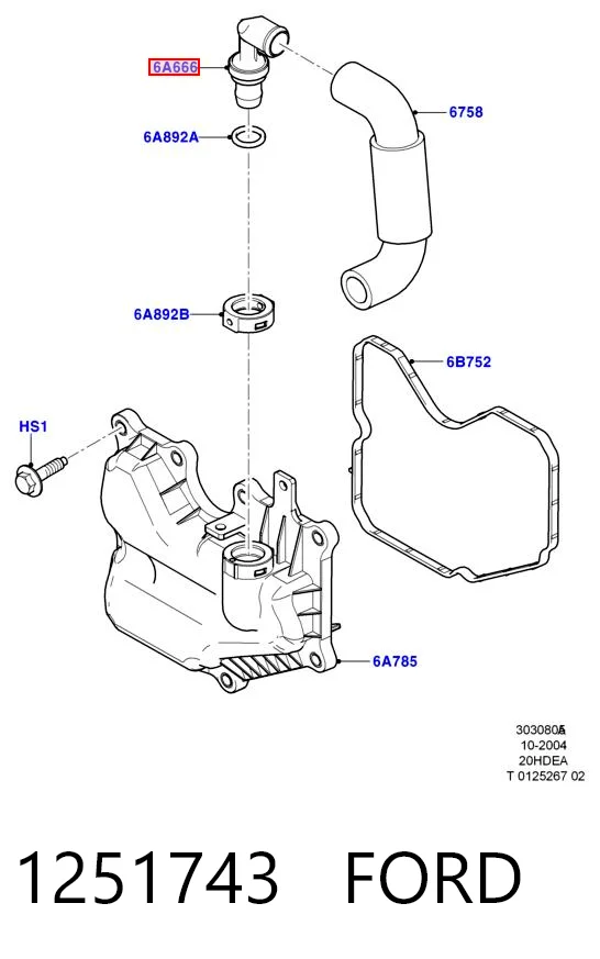 1251743 Ford Válvula PCV de ventilação dos gases de cárter