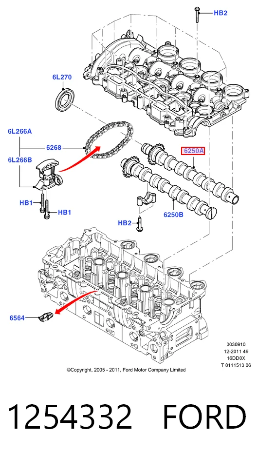  Árvore distribuidora de motor de admissão Volvo V50 carrinha (MW) (2004 - 2012) 