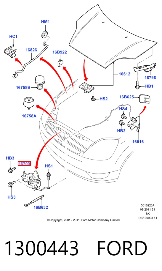 Fecho da capota para Ford Fusion JU