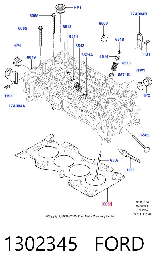  Vedante de cabeça de motor (CBC) Mazda 6 sedan (GG) (2002 - 2008) 