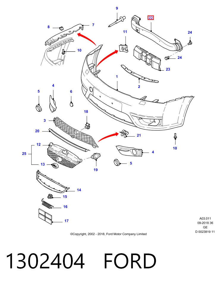 Reforçador do pára-choque dianteiro para Ford Mondeo III B4Y
