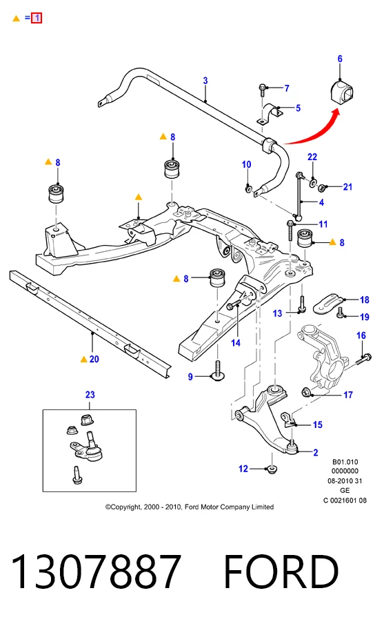  Viga de suspensão dianteira (plataforma veicular) Ford Mondeo III sedan (B4Y) (2000 - 2007) III