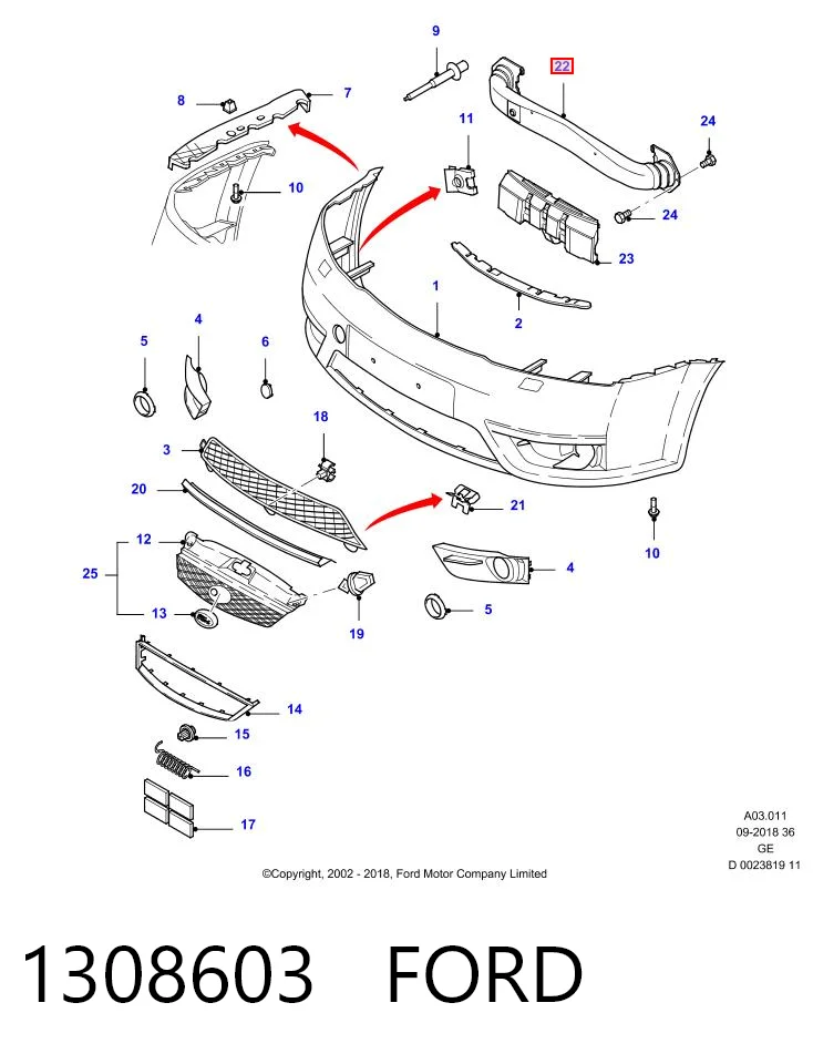 Compre Reforçador do pára-choque dianteiro Ford Mondeo 3