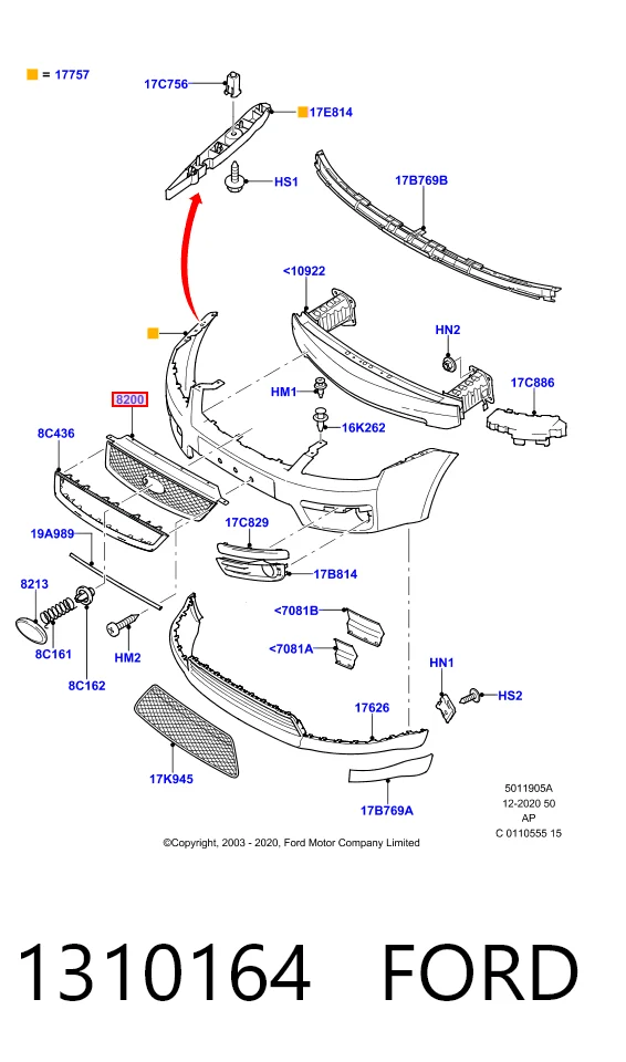 Grelha do radiador para Ford C-Max  DM2