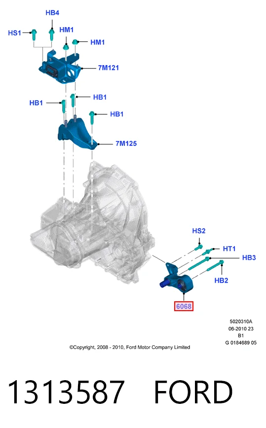 1313587 Ford Coxim (suporte) traseiro de motor
