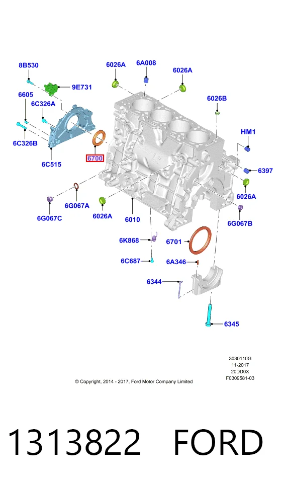 Vedação dianteira de cambota de motor Citroen C4 PICASSO I UD