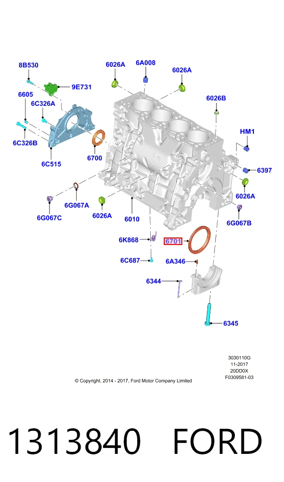  Vedação traseira de cambota de motor Ford Kuga I SUV (CBV) (2008 - 2012) I