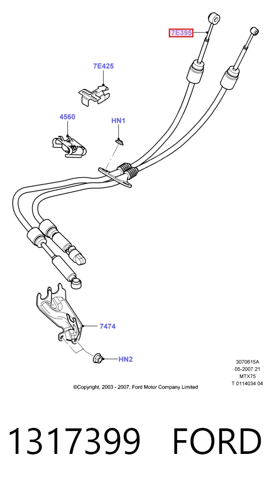  Cabo de mudança duplo Ford C-Max monovolume (DM2) (2003 - 2007) 